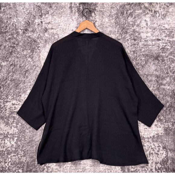 Citron Santa Monica Top Small Womens Black Textured Silk Oversized Tunic - Picture 3 of 8